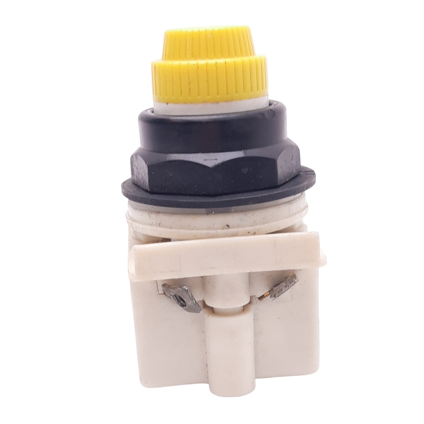 Used Square D 9001KM38LY Yellow Illuminated Pushbutton, 30mm, 120VAC/DC, 600V 10A Max