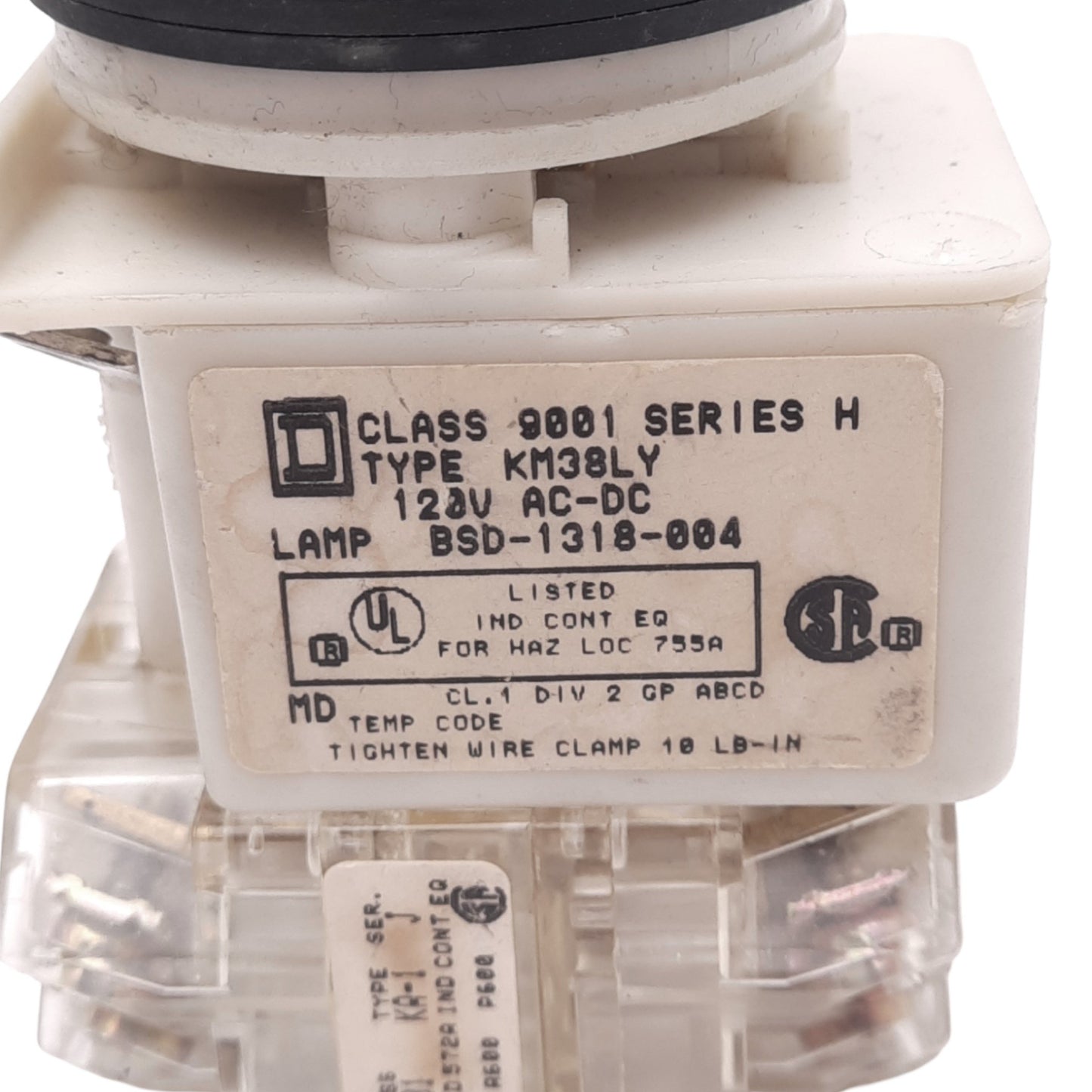 Used Square D 9001KM38LY Yellow Illuminated Pushbutton, ø30mm, 2NC 2NO, 600V 10A Max