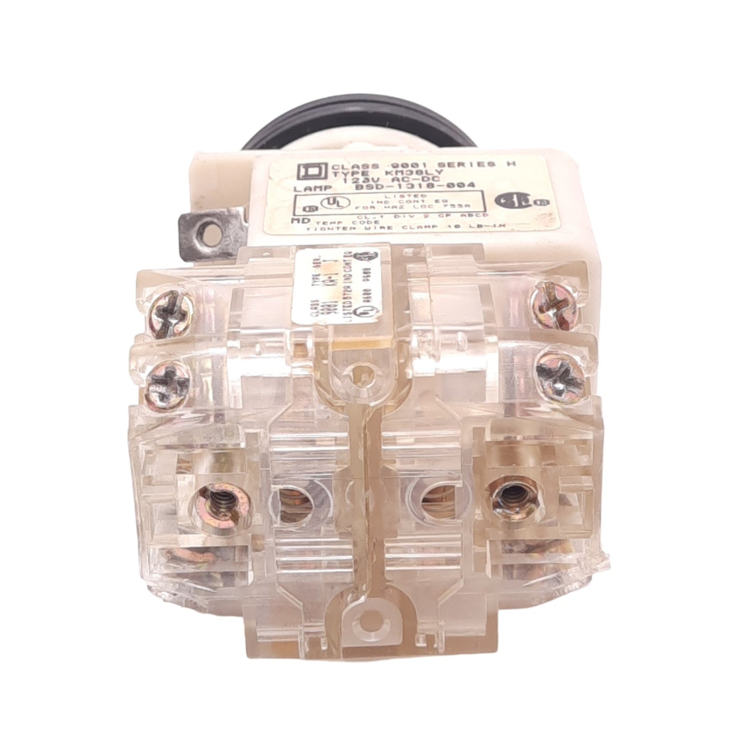 Used Square D 9001KM38LY Yellow Illuminated Pushbutton, ø30mm, 2NC 2NO, 600V 10A Max