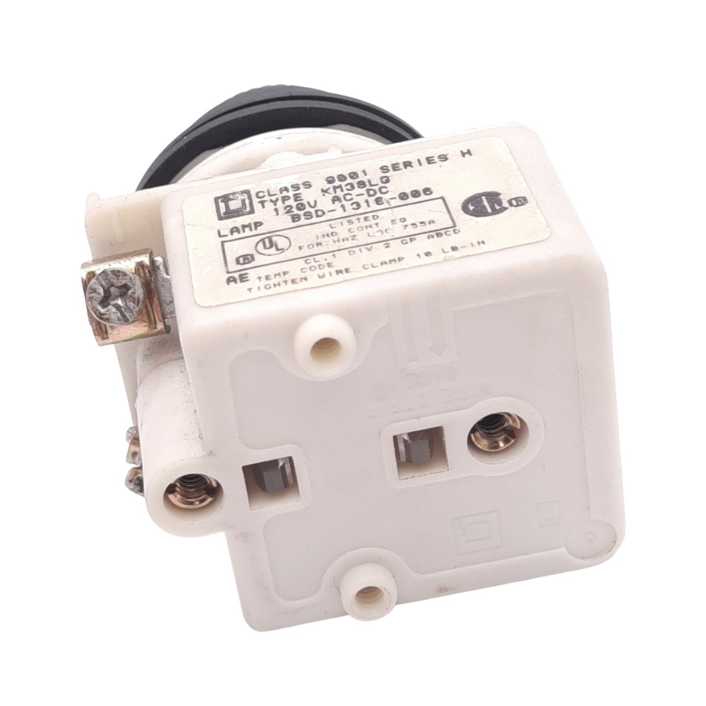 Used Square D 9001KM38LG Green Illuminated Push Button Switch, ø30mm, 120VAC/DC
