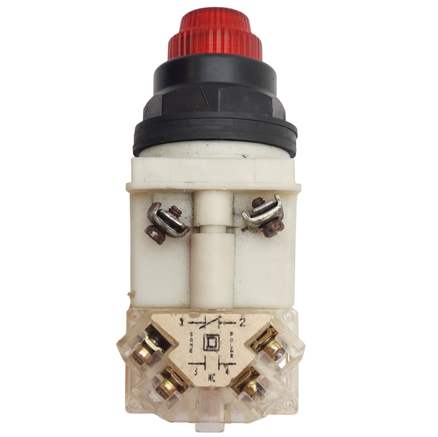 Used Square D 9001KM38LG Illuminated Momentary Push Button ø30mm, 120VAC/DC, 1NC+1NO