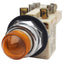 Used Square D 9001KM1 Amber Illuminated Momentary Push Button ø30mm, 120VAC, 1NO+1NC