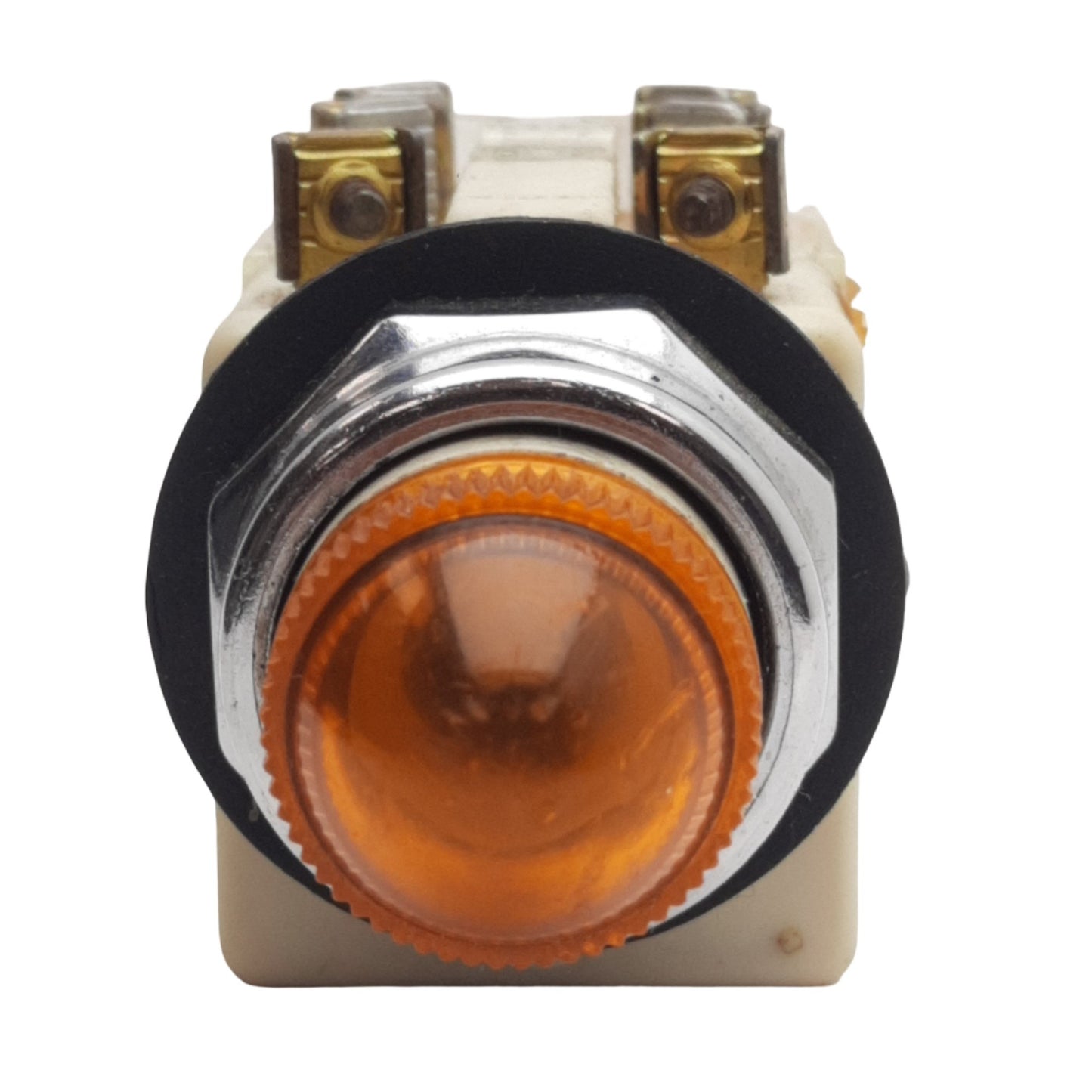 Used Square D 9001KM1 Amber Illuminated Momentary Push Button ø30mm, 120VAC, 1NO+1NC
