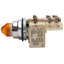 Used Square D 9001KM1 Amber Illuminated Momentary Push Button ø30mm, 120VAC, 1NO+1NC