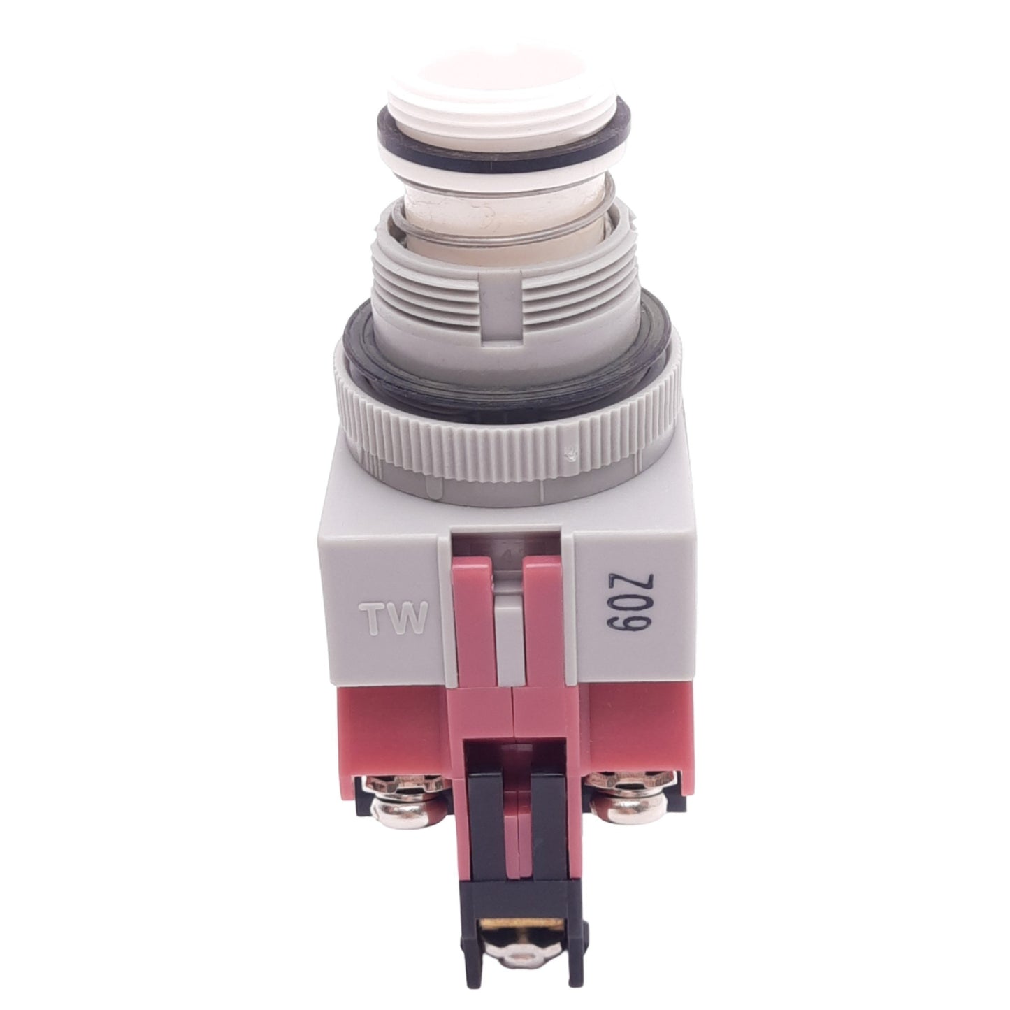 Used IDEC AVLW49902D-R-24V Push/Twist E-Stop, 22mm, 2NC, 24V Red LED, *No Lens/Button