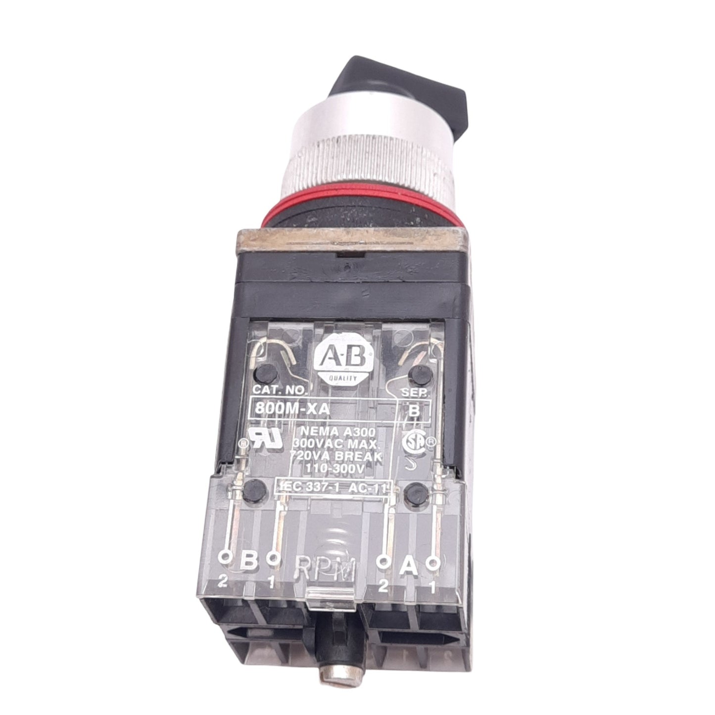 Used Allen Bradley 800MR-HX2B Maintained Selector Switch, ø22mm, 2NC 2NO, 300V Max