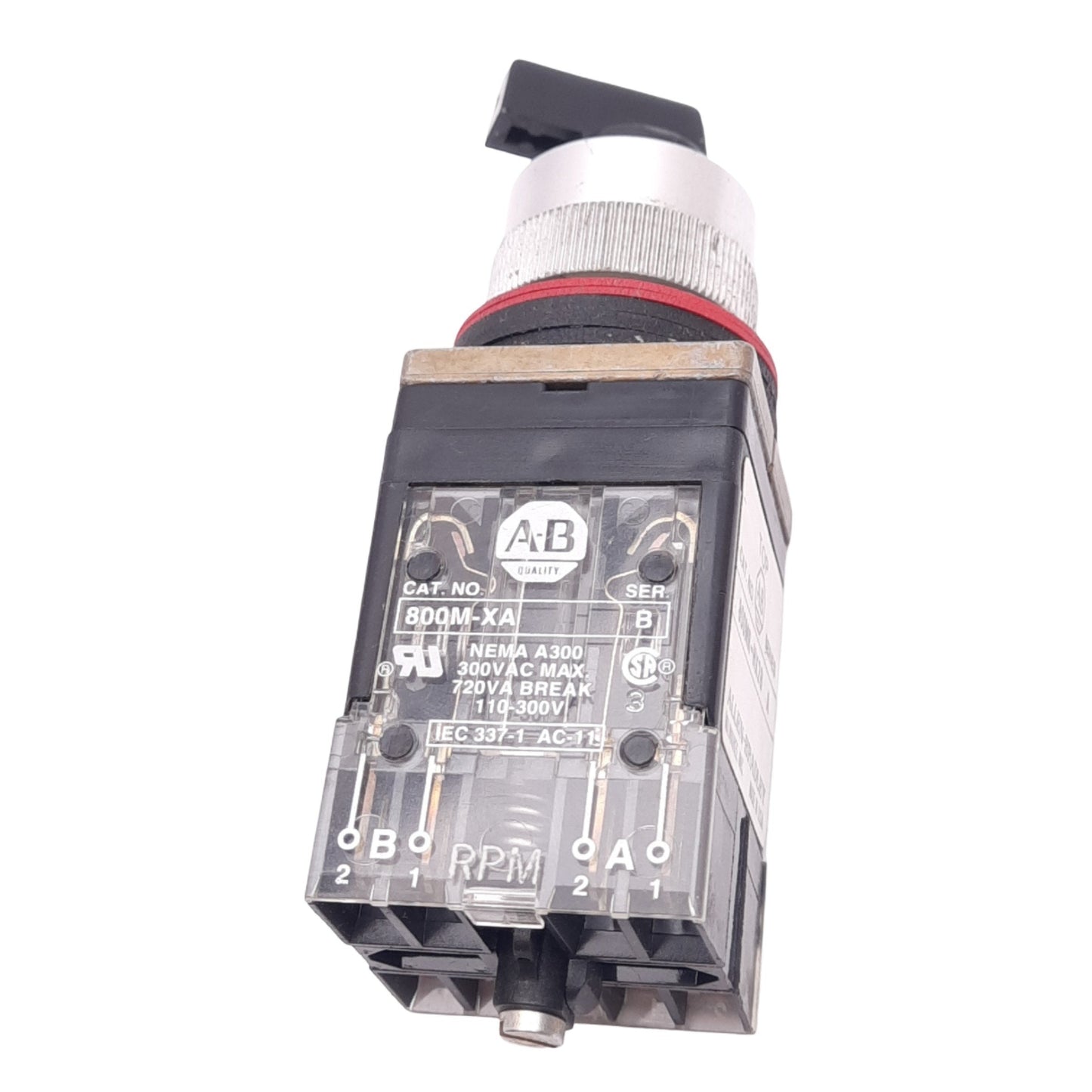 Used Allen Bradley 800MR-HX2B Maintained Selector Switch, ø22mm, 2NC 2NO, 300V Max