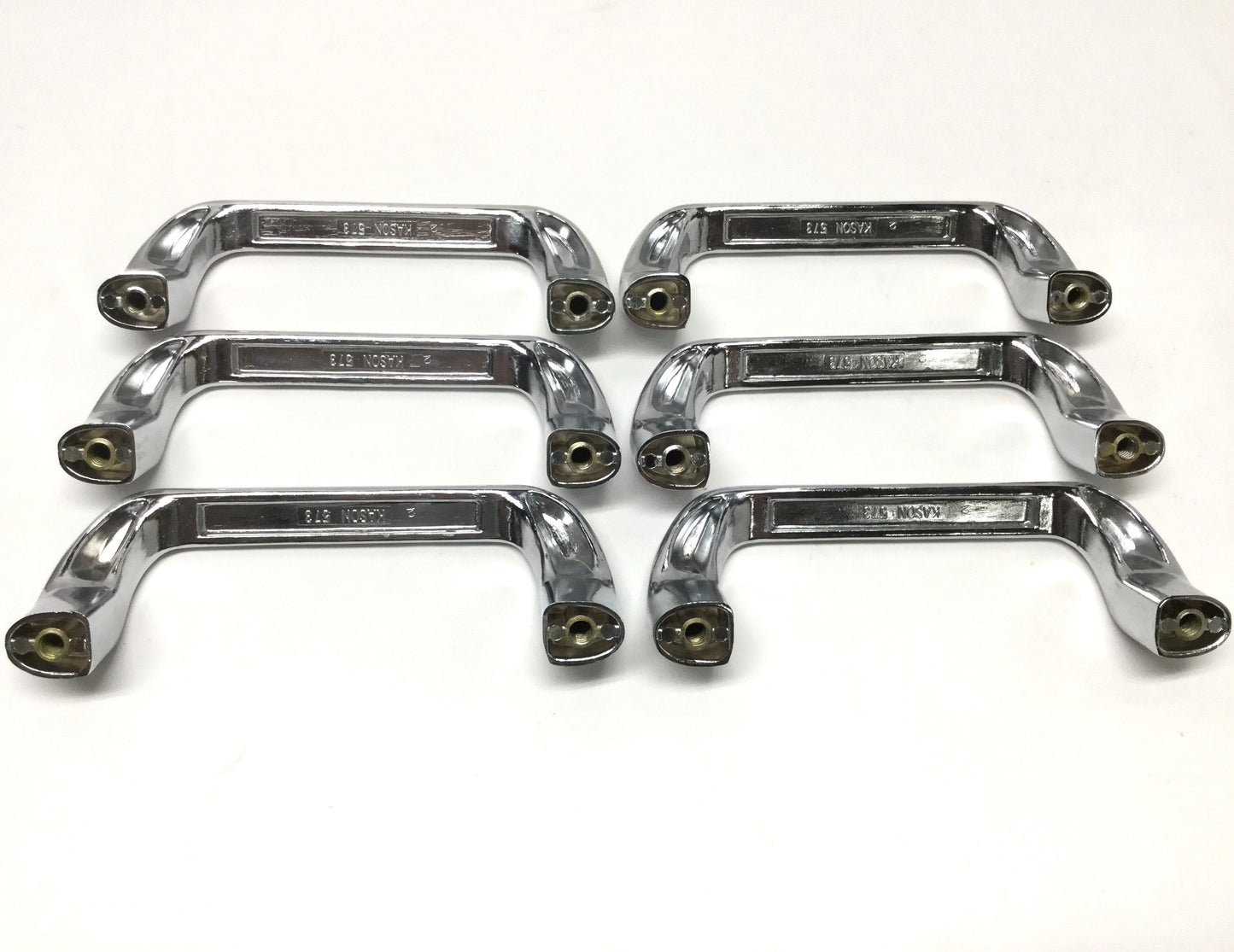 Used Lot of 6 Kason 573 Offset Drawer Pull Handle, Polished Chrome, 5-7/8" x 1-11/16"