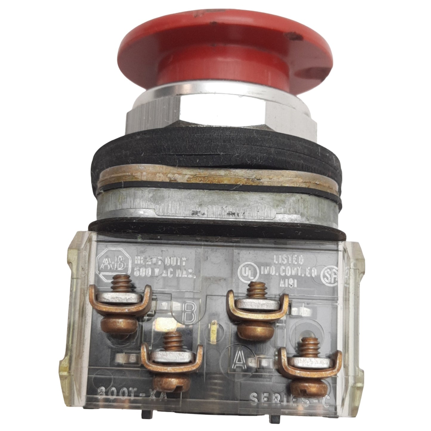 Used Allen Bradley 800T-D6A Red Momentary Push Button ø30mm, 1NO+1NC, 600VAC Max