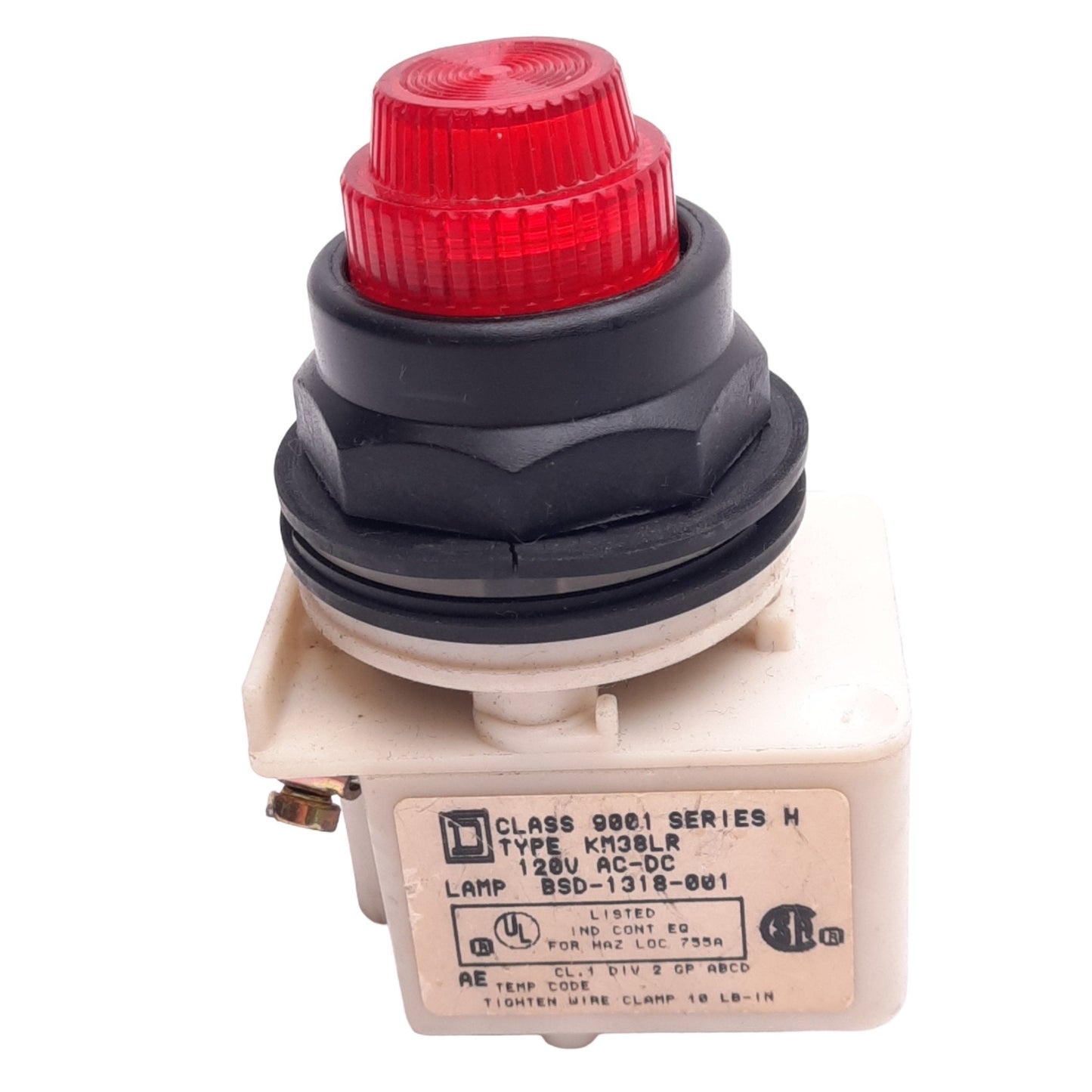 Used Square D 9001KM38LR Red Illuminated Push Button Switch, ø30mm, 120V, *No Bulb