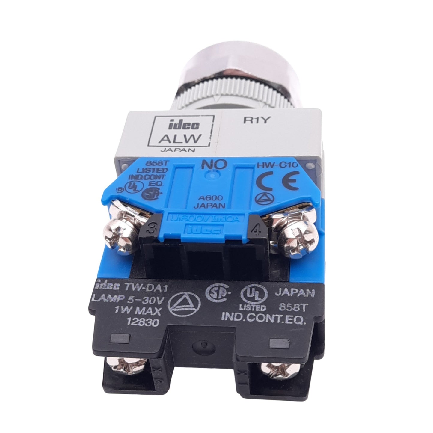 Used IDEC ALW212620D-A Amber Illuminated Pushbutton, 22mm, 2NO, 24V LED, 600V Max