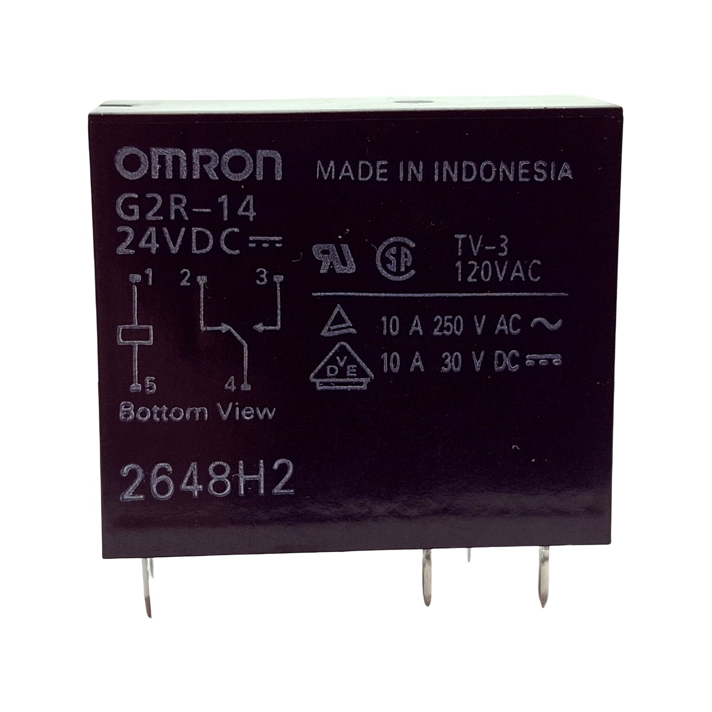 Used Lot of 6 Omron G2R-14-DC24 Power Relay, SPDT-NO/NC, 10A 250VAC/30VDC, 24VDC Coil