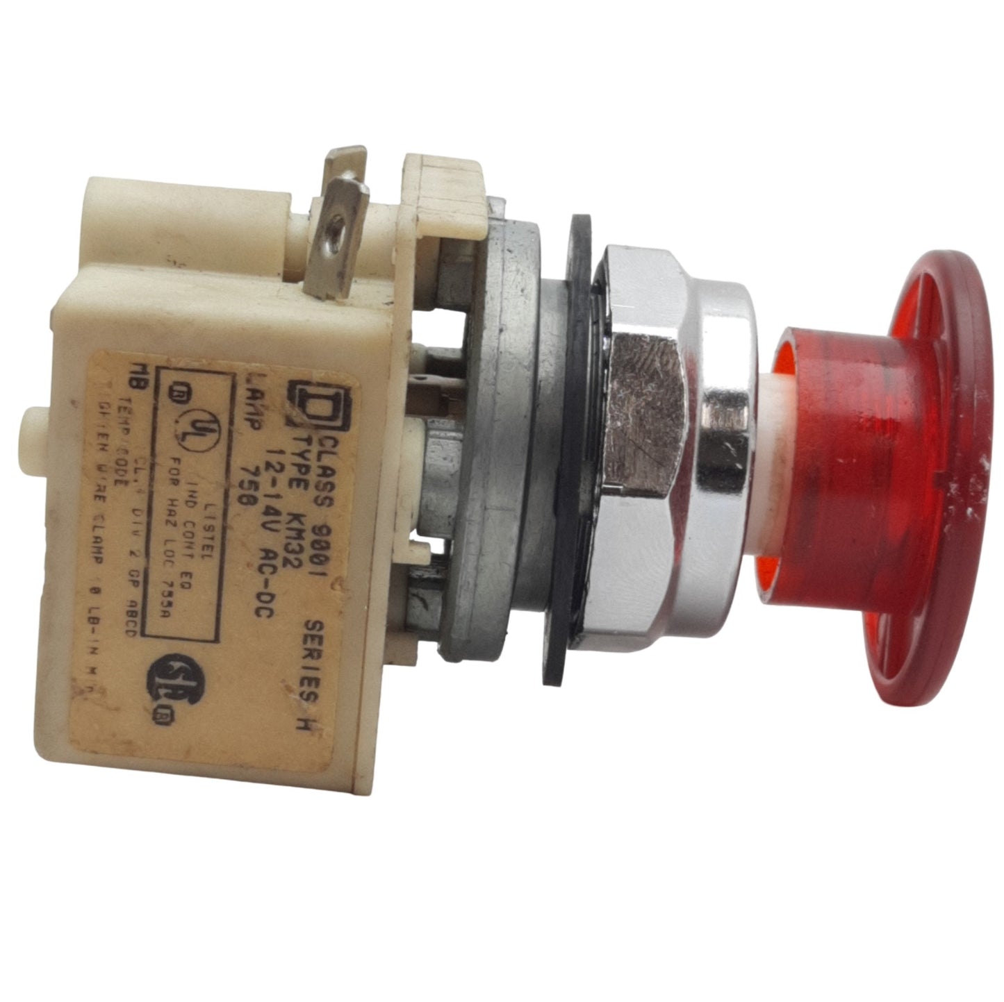 Used Square D 9001KM32 Illuminated Push/Pull Button ø30mm, 12VAC/14VDC *No Contact*