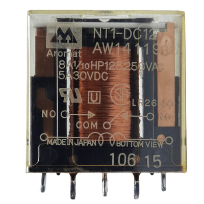 Used Aromat NT1-DC12V Vertical Type Power Relay 5-Pin, 500Ω, 8A 250VAC, 5A 30VDC