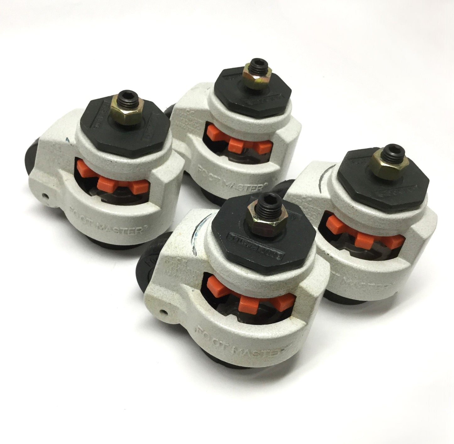 Used Lot of 4 Footmaster GD-100-S-NYN Stem Mount Leveling Casters Ø75mm Wheel, 1600kg