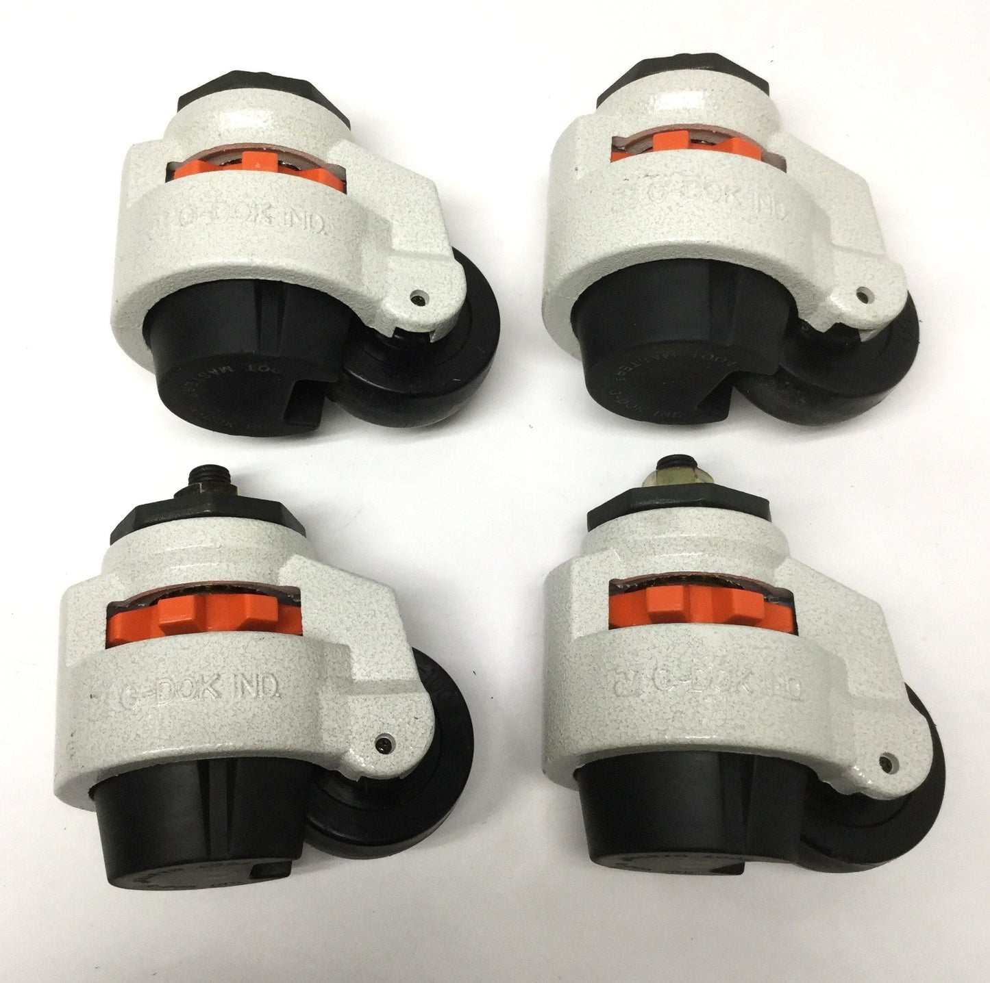 Used Lot of 4 Footmaster GD-100-S-NYN Stem Mount Leveling Casters Ø75mm Wheel, 1600kg
