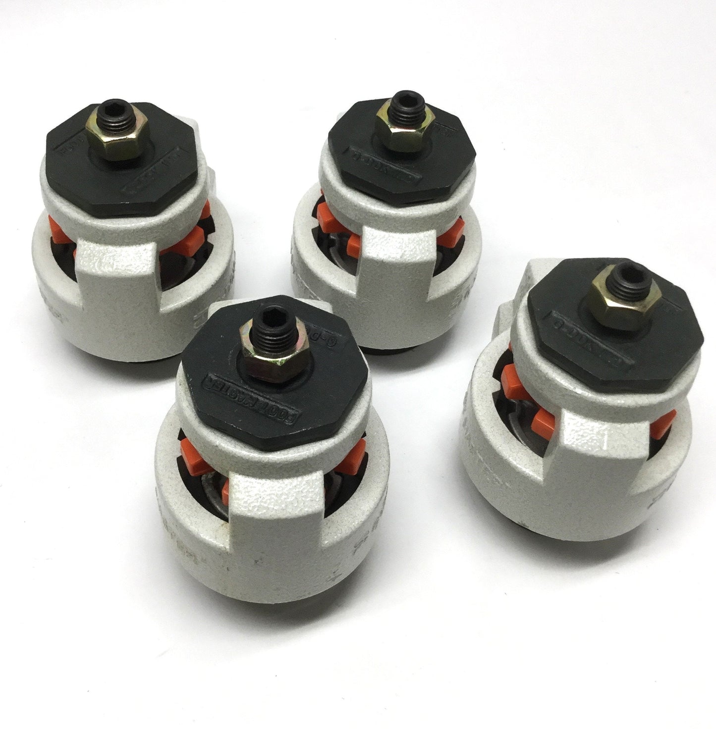 Used Lot of 4 Footmaster GD-100-S-NYN Stem Mount Leveling Casters Ø75mm Wheel, 1600kg