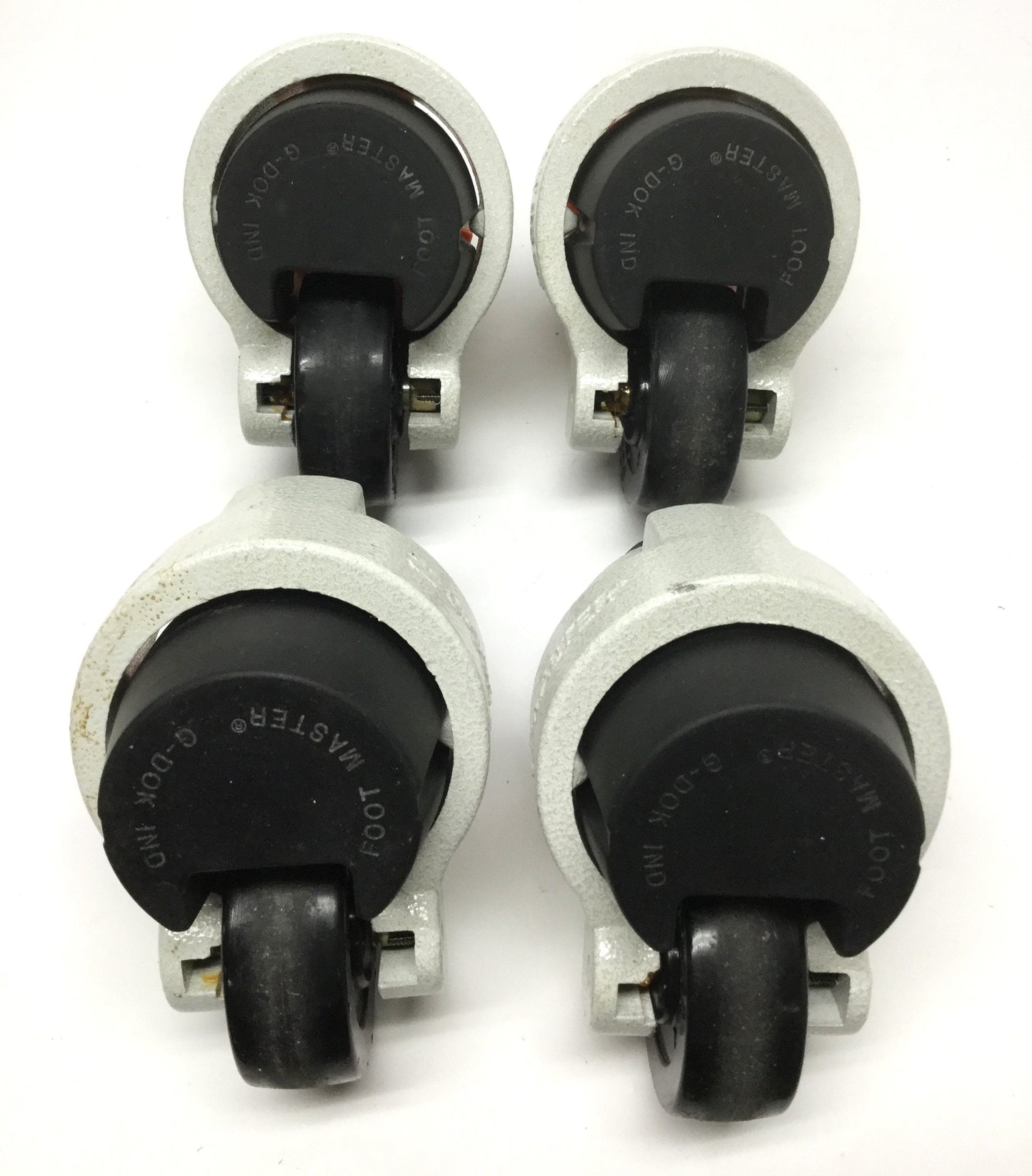 Used Lot of 4 Footmaster GD-100-S-NYN Stem Mount Leveling Casters Ø75mm Wheel, 1600kg