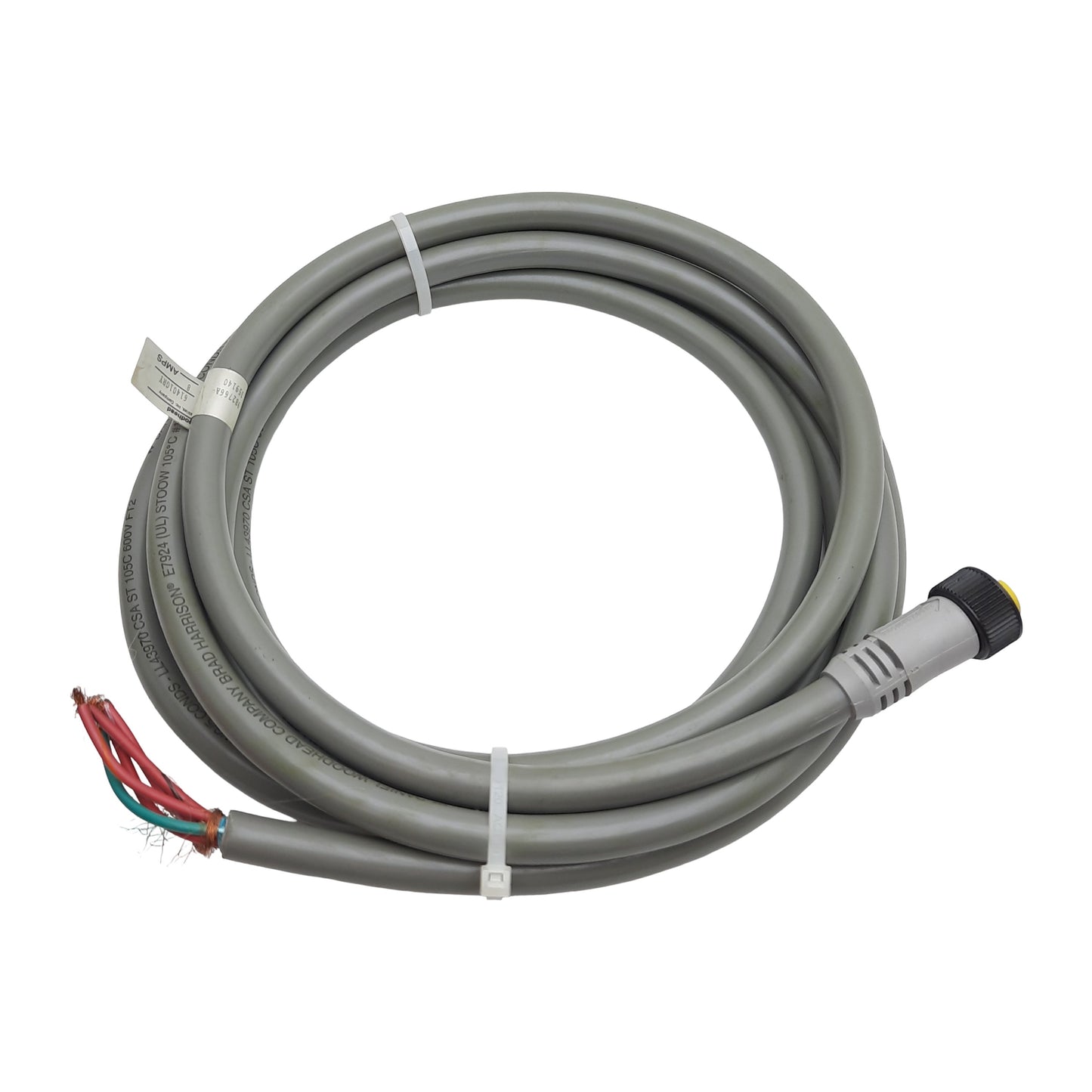 Used Woodhead 61401GRY Cordset 5-Pin Size A Mini-Change Female to Leads 8A 600V, 12ft