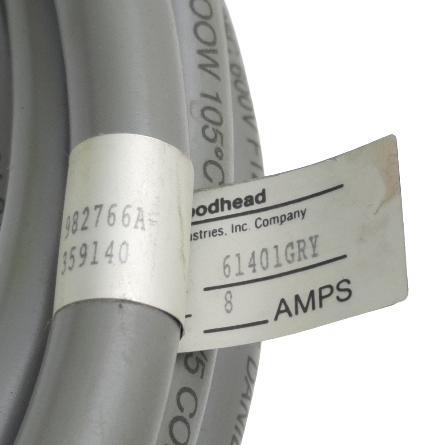 Used Woodhead 61401GRY Cordset 5-Pin Size A Mini-Change Female to Leads 8A 600V, 12ft