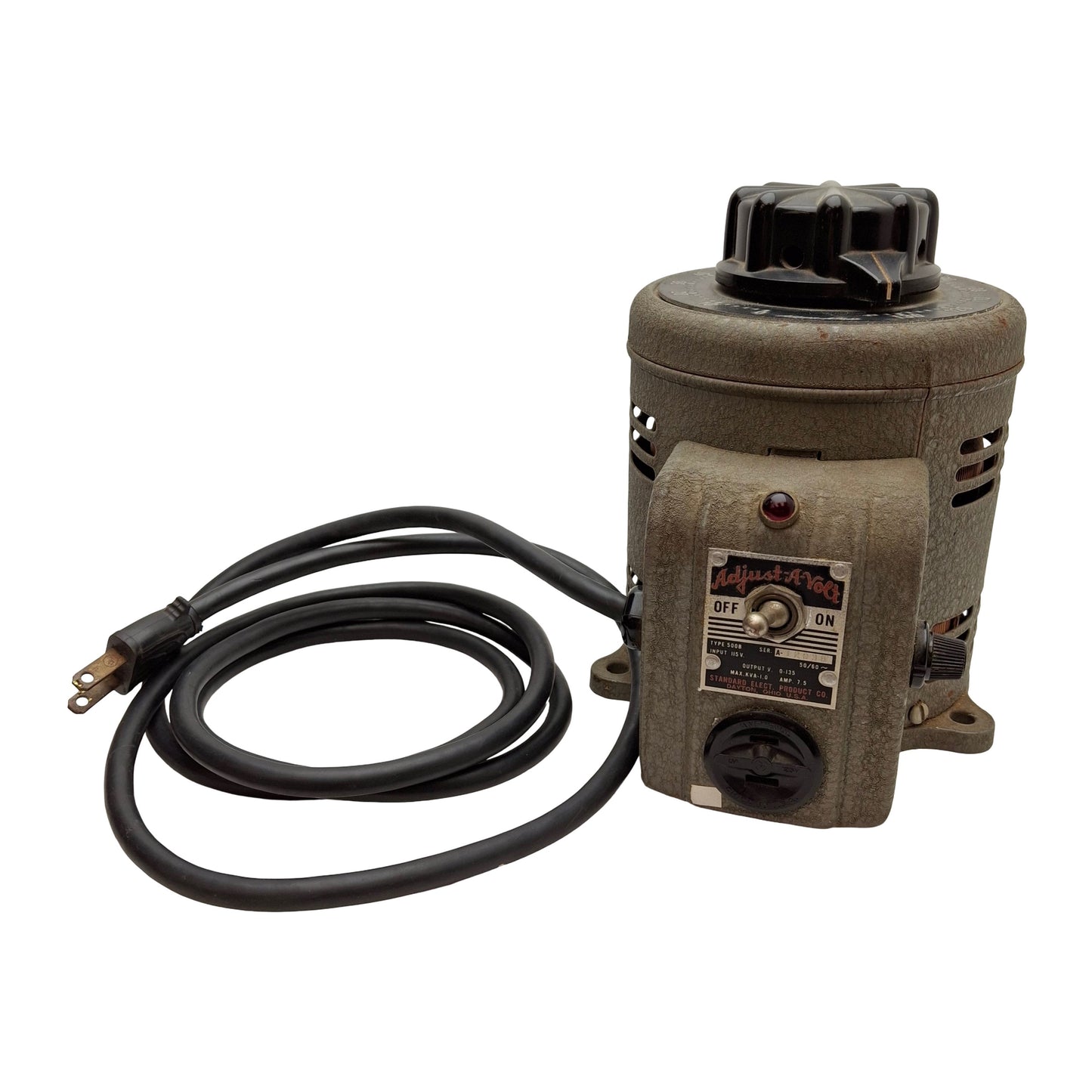 Used Staco 500B Adjust-A-Volt Autotransformer 115VAC IN, 0-135VAC Out, 1kVA NEMA 1-15