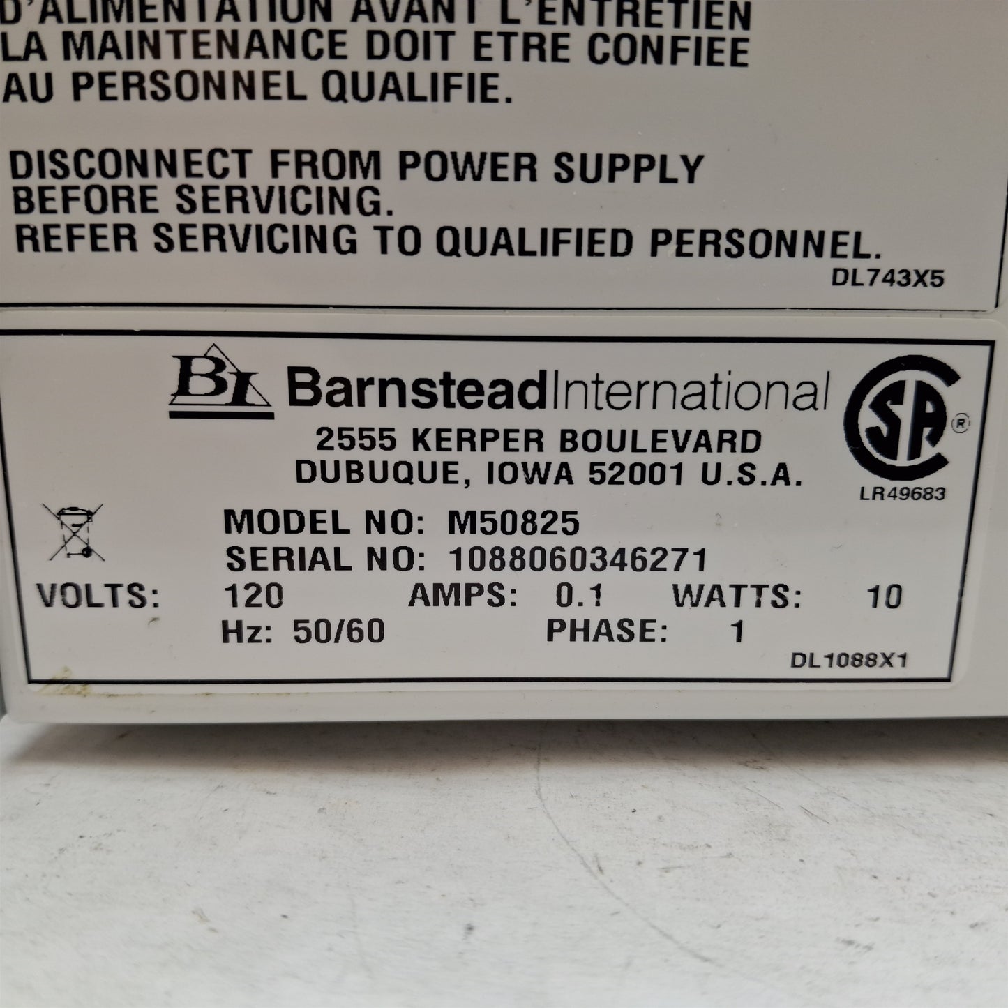 Used Barnstead M50825 RotoMix Variable Speed Rotator, 8in x 8in Table, 120VAC