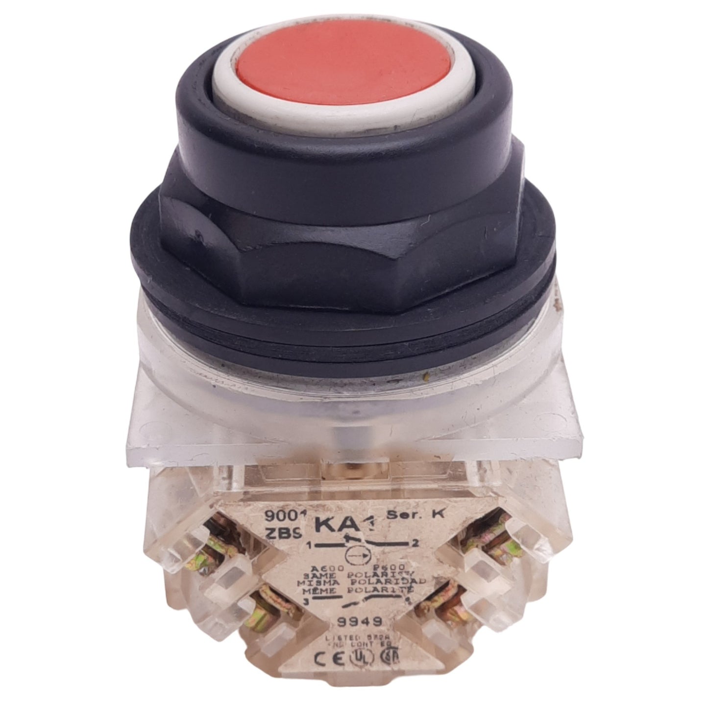 Used Schneider Electric 9001SKR1RH2 Red Pushbutton Switch, ø30mm, 2NO 2NC, 600V 10A