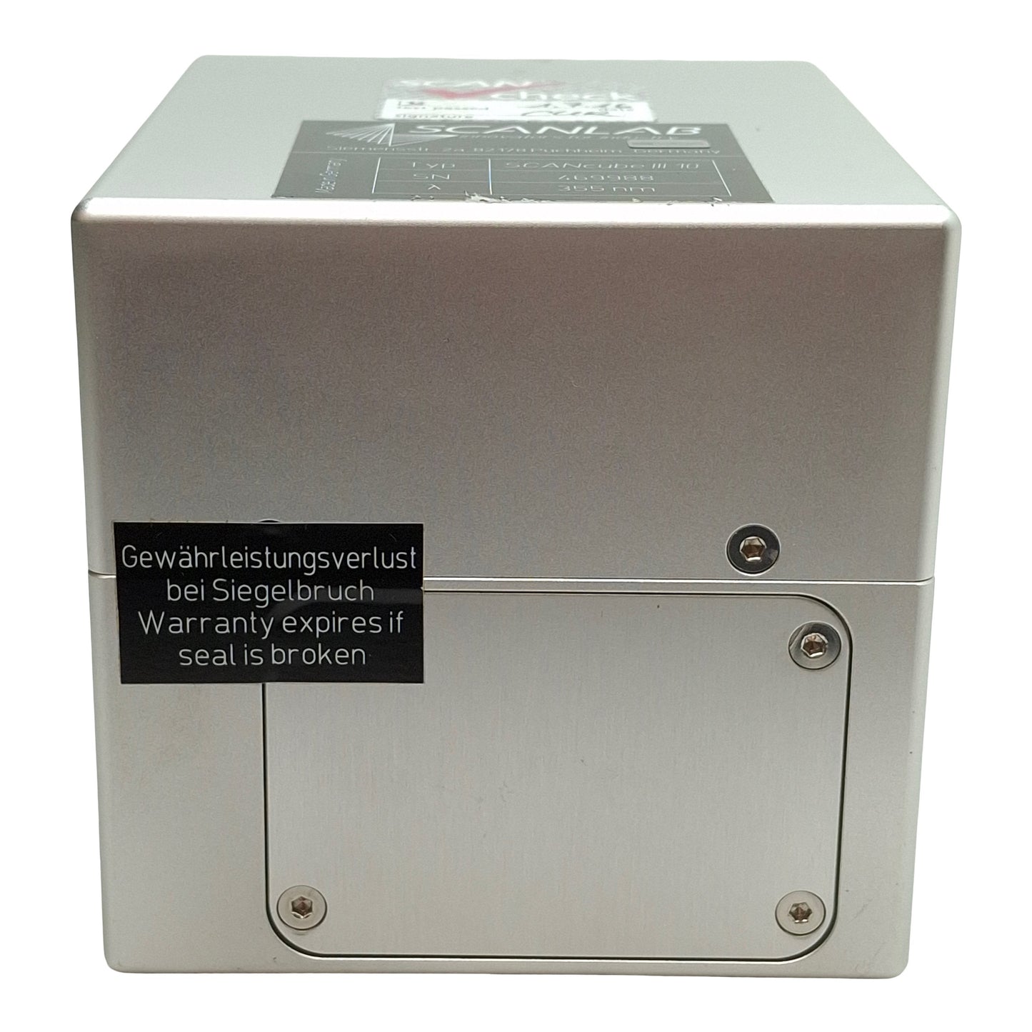 Used SCANLAB SCANcube III 10 Laser Galvanometer Scanner, 355nm, ø10mm Aperture, M79