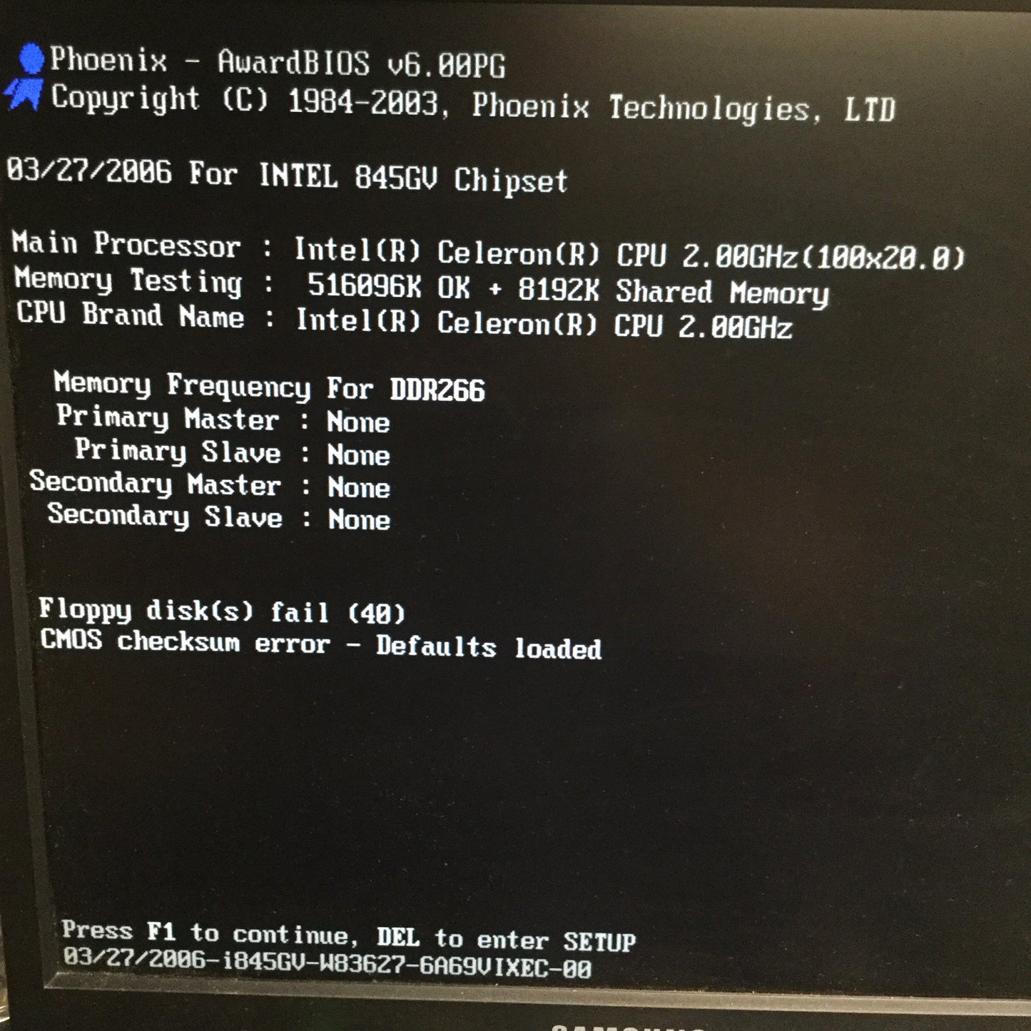 Used IPOX IP-4GVI83 Rev 3.1 ATX Motherboard w/Intel Celeron 2GHz Processor 512MB RAM