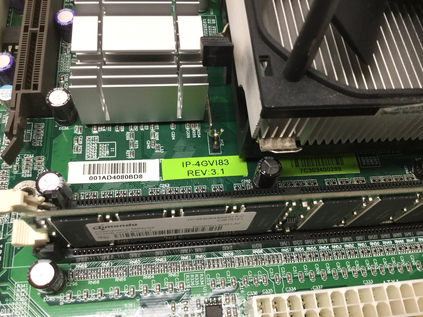 Used IPOX IP-4GVI83 Rev 3.1 ATX Motherboard w/Intel Celeron 2GHz Processor 512MB RAM