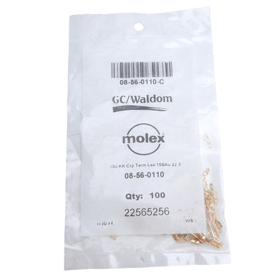 New Lot of 100 Molex 08-56-0110 KK 254 Crimp Terminal, Gold-Plated 30-22 AWG, 250VAC
