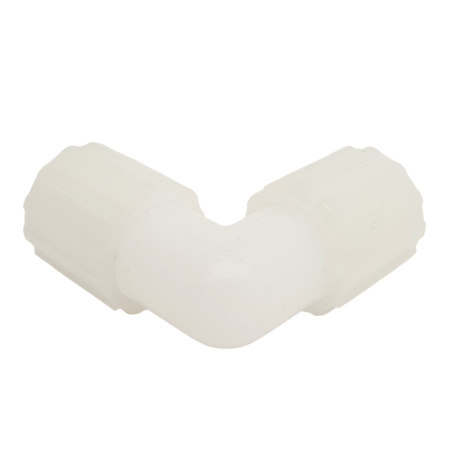 Used Parker FEC-12 Parflare Elbow Tube Fitting, PVDF Nut, 3/4in, 125psig Max