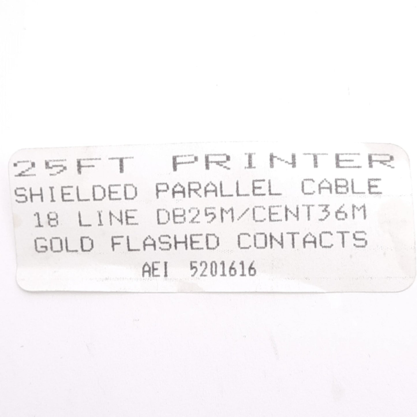 New Centronics Shielded Parallel Cable for Printer, DB25M/CENT36M, 25ft Length