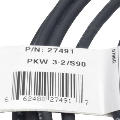 Used Banner 27491 PKW3-2 Cordset, 3-Pin M8 90° Female to Flying Leads, 125VAC 2A, 2m