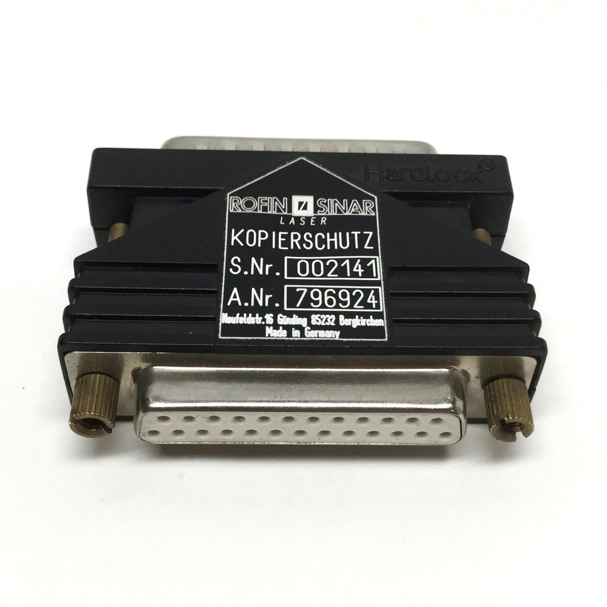 Used Rofin Sinar 796924 PC Software Dongle 25-Pin Dsub from Powerline RSM 100Q Marker