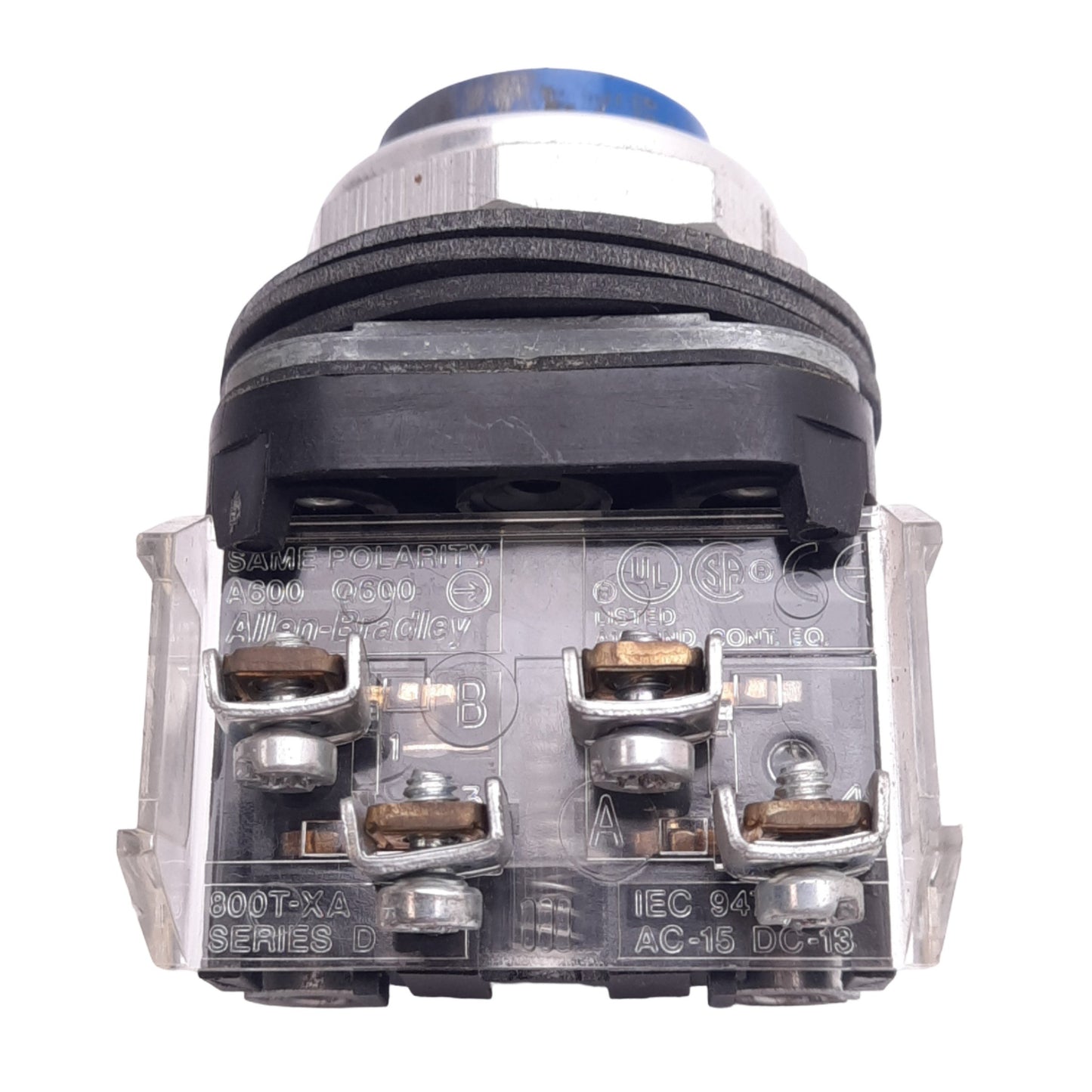 Used Allen Bradley 800T-B7A Blue Momentary Pushbutton, ø30mm, 1NC 1NO, 600VAC 10A Max