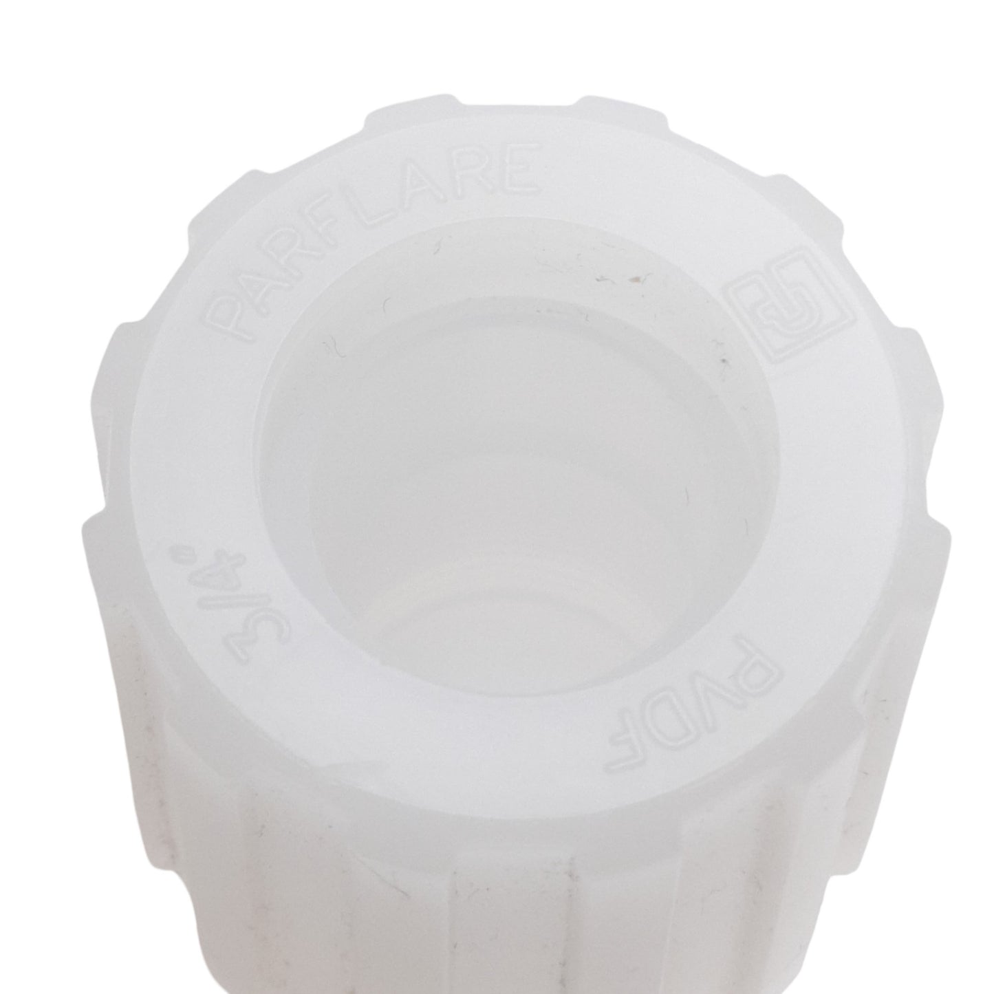 Used Parker FTC-12 PFA Tee Connector Fitting, 3/4in Parflare, 125psig Max, PVDF Nuts
