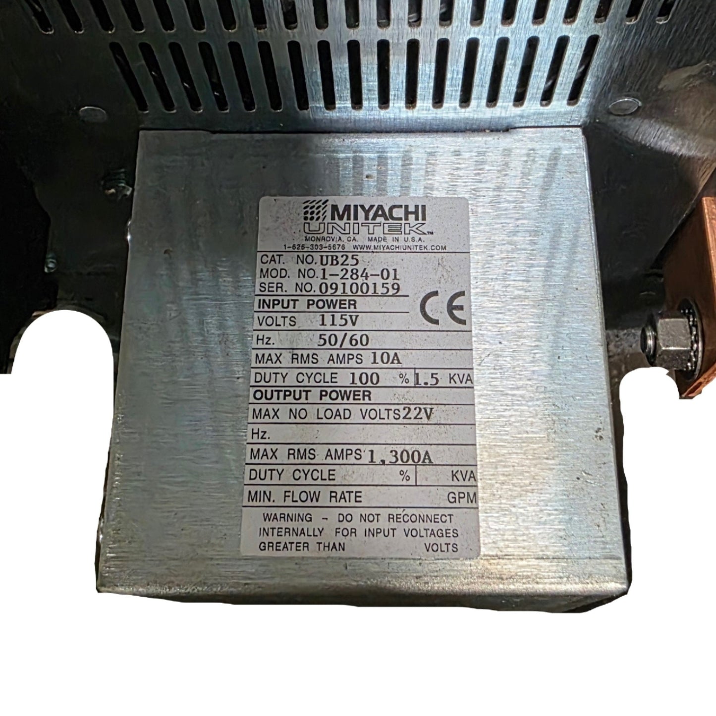 Used Unitek Miyachi 1-284-01 UB25 Linear DC Weld Controller 5-1000A, 10kW, 120VAC