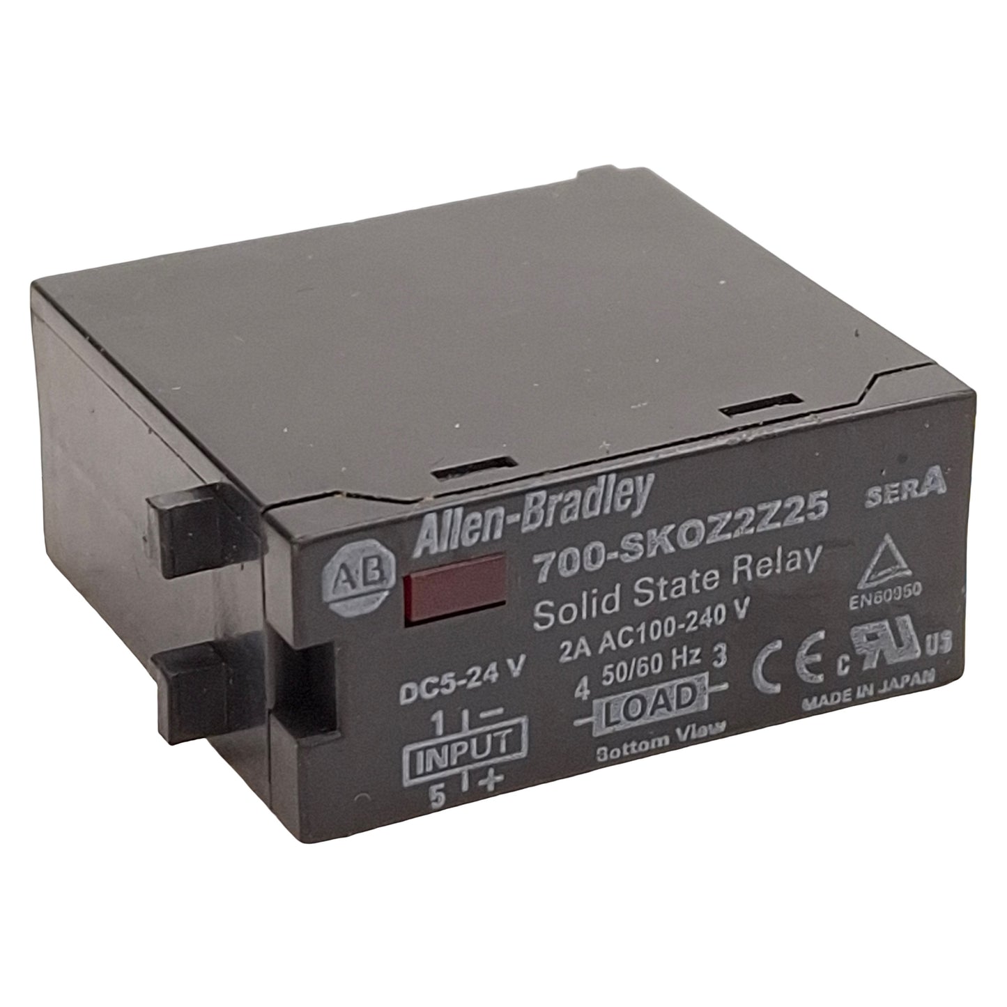 Used Allen Bradley 700-SKOZ2Z25 Zero-Crossing Relay, 2A 100-240VAC, 5-24VDC Coil