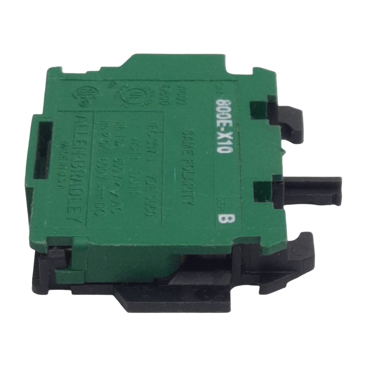 Used Allen Bradley 800E-X10 Pushbutton Contact Block, 1N.O., 600VAC/DC 10/2.5A, 22mm