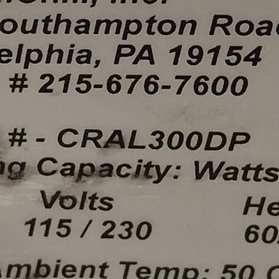Used Custom Chill CRAL300DP Recirculating Chiller, 0.2Gal, 1gpm, 1023BTUH, 115/230VAC