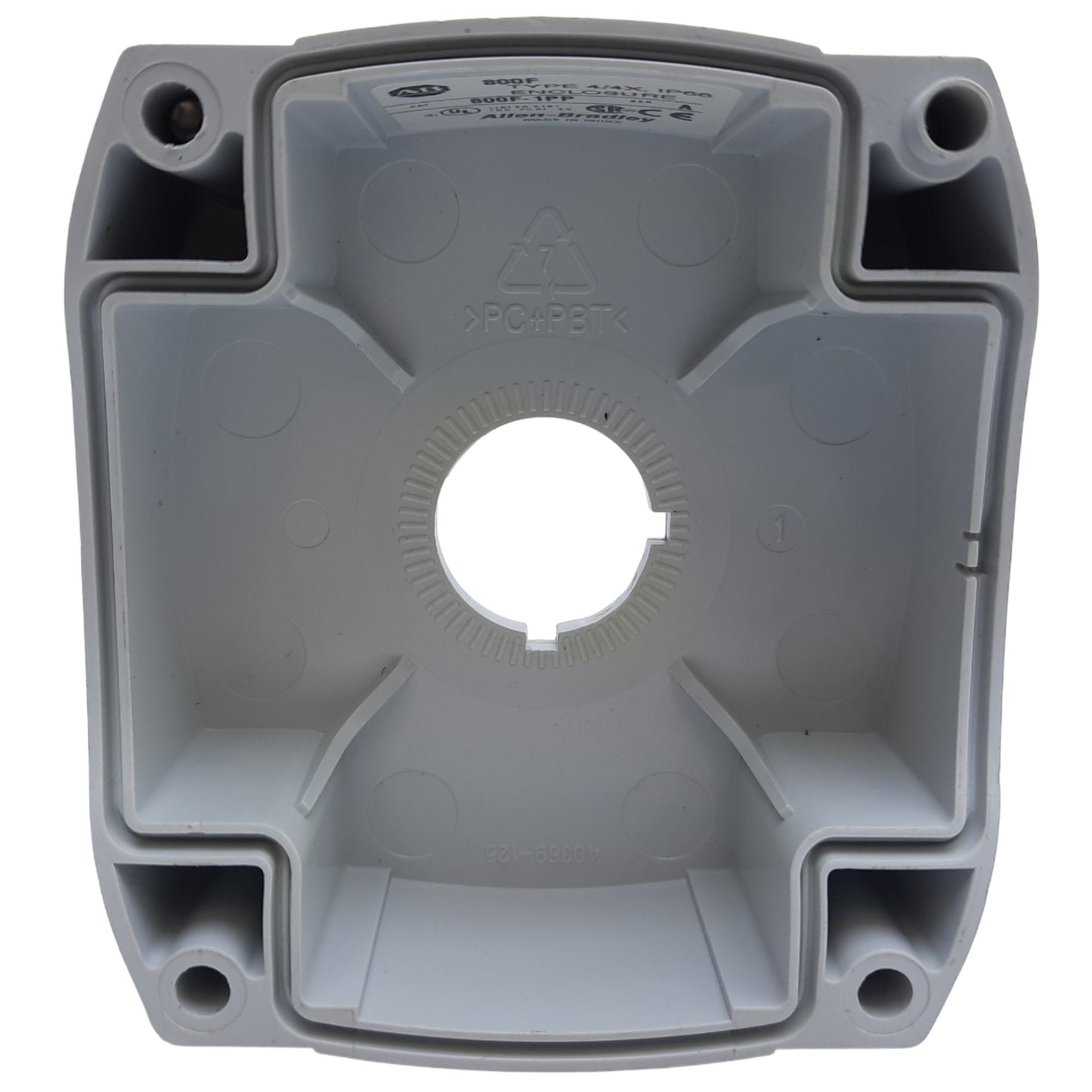 Used Allen Bradley 800F-1PP Pushbutton Enclosure ONLY, 1 Hole, I.D. 58mm x 59mm ø22mm