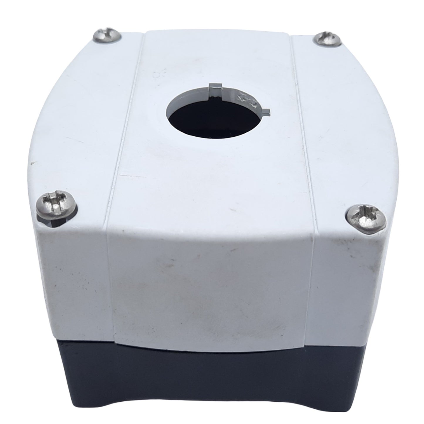 Used Allen Bradley 800F-1PP Pushbutton Enclosure ONLY, 1 Hole, I.D. 58mm x 59mm ø22mm