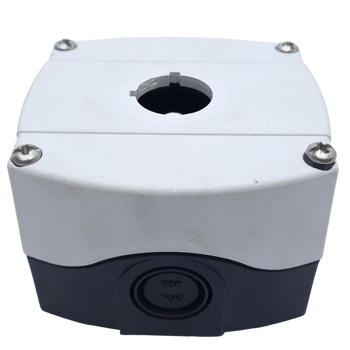 Used Allen Bradley 800F-1PP Pushbutton Enclosure ONLY, 1 Hole, I.D. 58mm x 59mm ø22mm