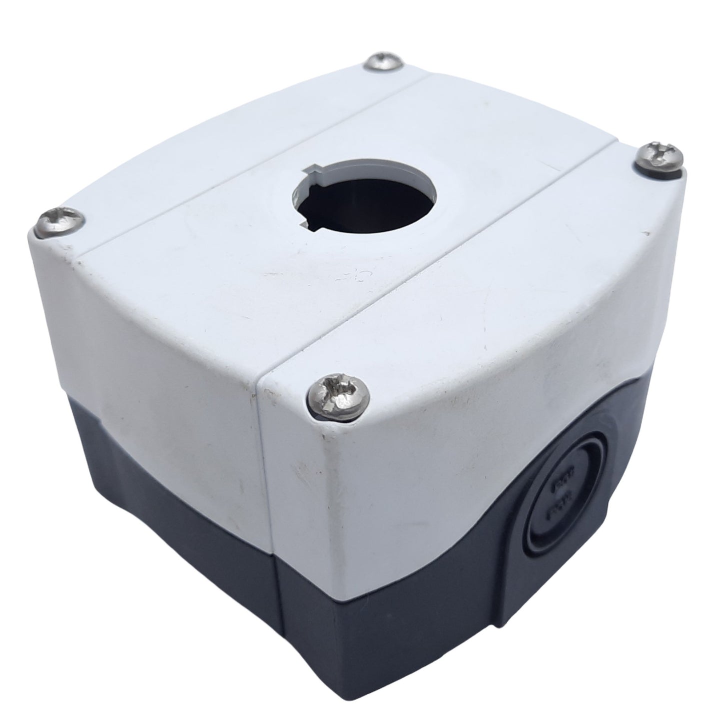 Used Allen Bradley 800F-1PP Pushbutton Enclosure ONLY, 1 Hole, I.D. 58mm x 59mm ø22mm