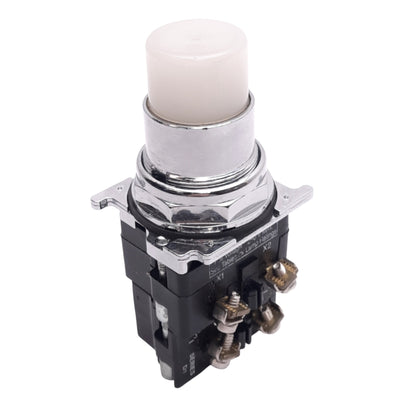 New – Open box Eaton 10250T476C26-1 White Illuminated Pushbutton, 30mm, 1NO 1NC, 24V Lamp