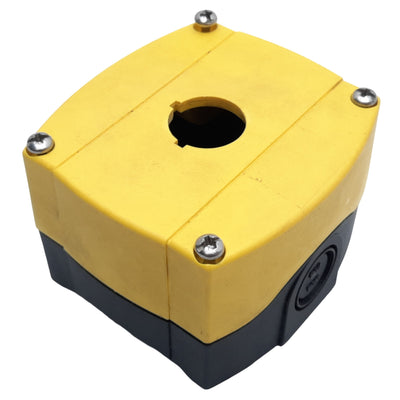 Used Allen Bradley 800F-1YP Push Button Enclosure ONLY, 1 Hole, I.D 58mm x 59mm ø22mm