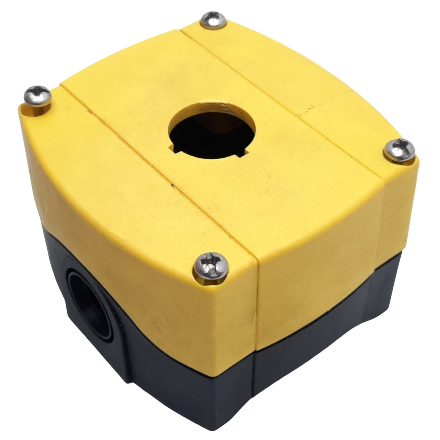 Used Allen Bradley 800F-1YP Push Button Enclosure ONLY, 1 Hole, I.D 58mm x 59mm ø22mm