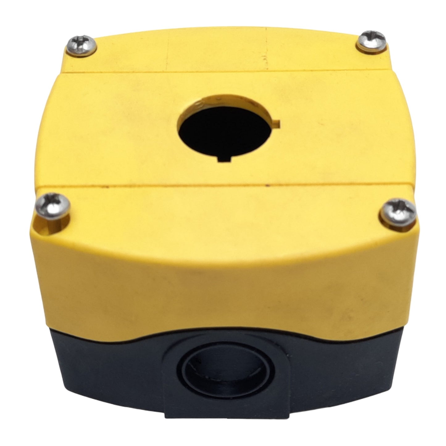 Used Allen Bradley 800F-1YP Push Button Enclosure ONLY, 1 Hole, I.D 58mm x 59mm ø22mm