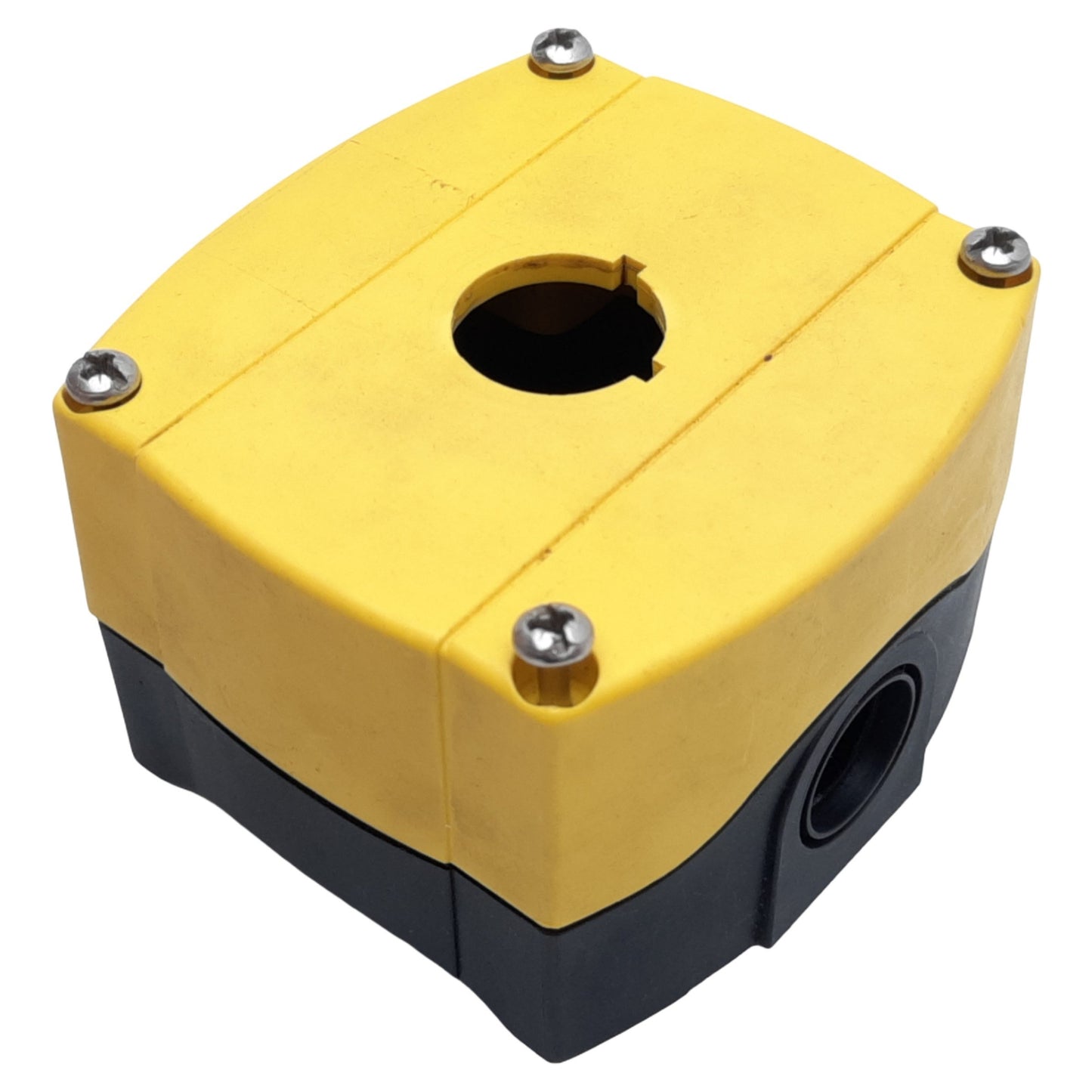 Used Allen Bradley 800F-1YP Push Button Enclosure ONLY, 1 Hole, I.D 58mm x 59mm ø22mm